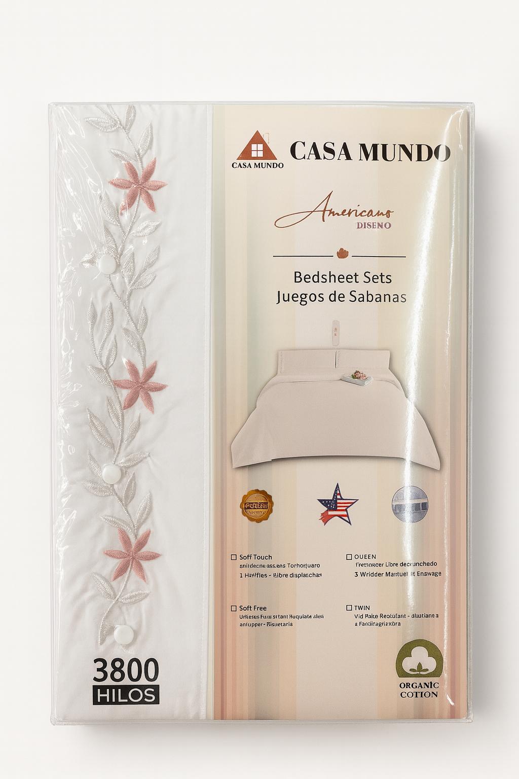 Sábana Plaza y Media con Broderie – Juego Completo