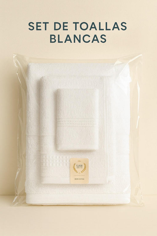 Set de Toallas Blancas Premium – 3 Piezas
