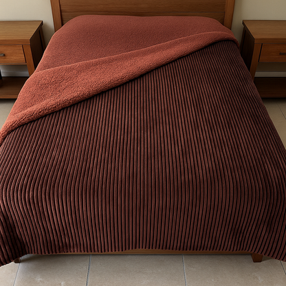 Manta Acanalada con Corderito – 2 Plazas Full 🛏️