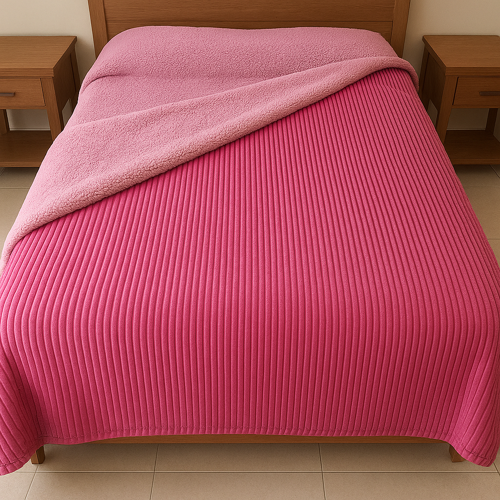 Manta Acanalada con Corderito – 2 Plazas Full 🛏️