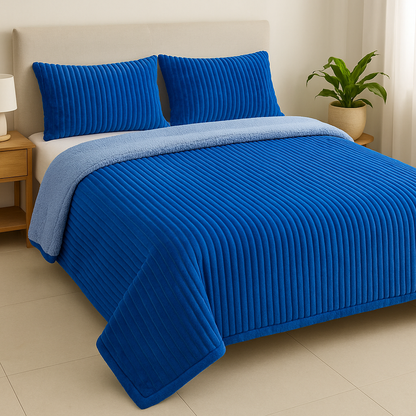 Manta Acanalada con Corderito – 2 Plazas Full 🛏️