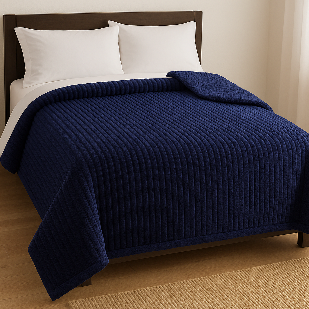 Manta Acanalada con Corderito – 2 Plazas Full 🛏️