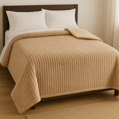 Manta Acanalada con Corderito – 2 Plazas Full 🛏️