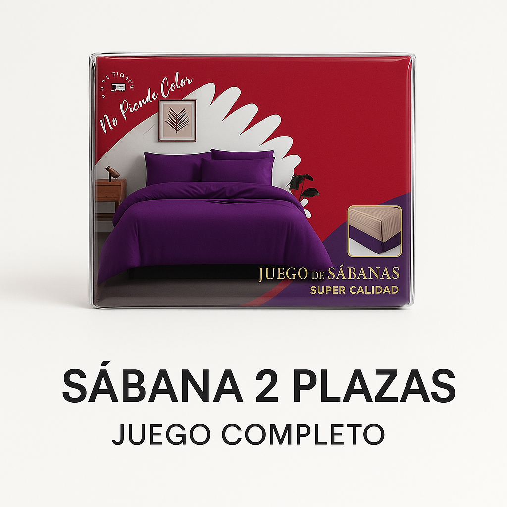 Sábana 2 Plazas – Juego Completo Liso