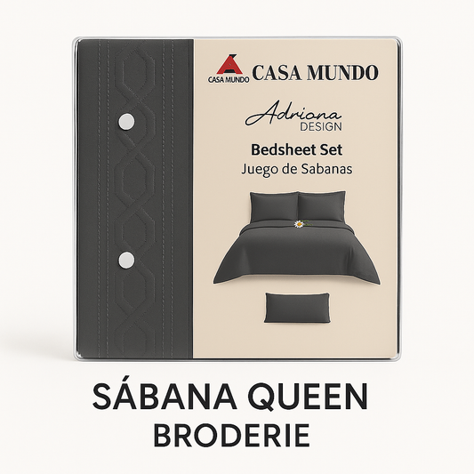 Sábana Queen con Broderie – Juego Completo